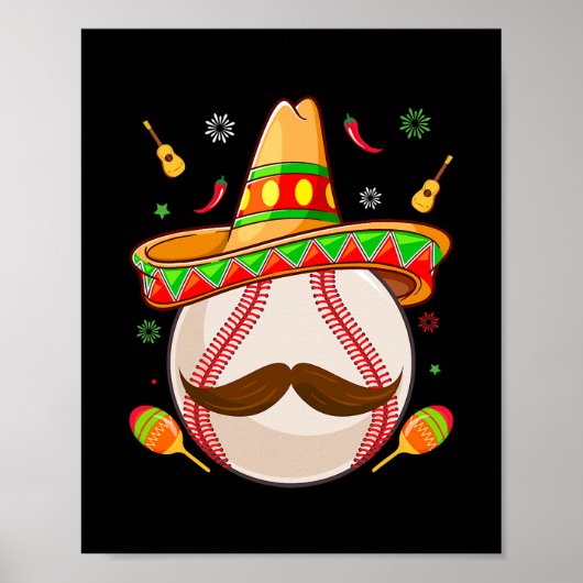 Cinco De Mayo Baseball Ma Mexican Fiesta Poster (Voorkant)