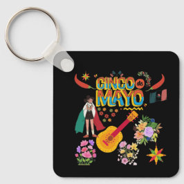 Cinco De Mayo black Sleutelhanger