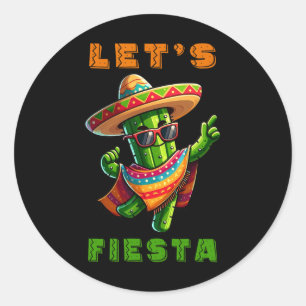 Cinco de Mayo Cactus Mexican Poncho Sombrero Pet B Ronde Sticker