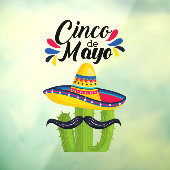 Cinco de Mayo Cactus Raamsticker (Vel 3)