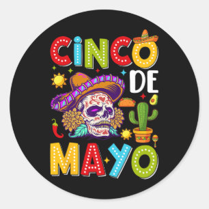 Cinco de Mayo Camisa Mexicaanse feestkostuum 5 de Ronde Sticker