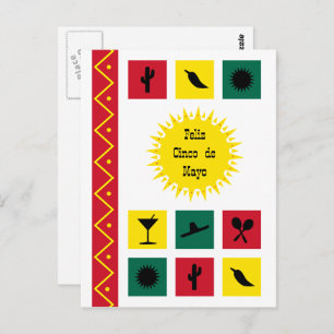 Cinco de mayo Carte postale colorée d'inspiration 