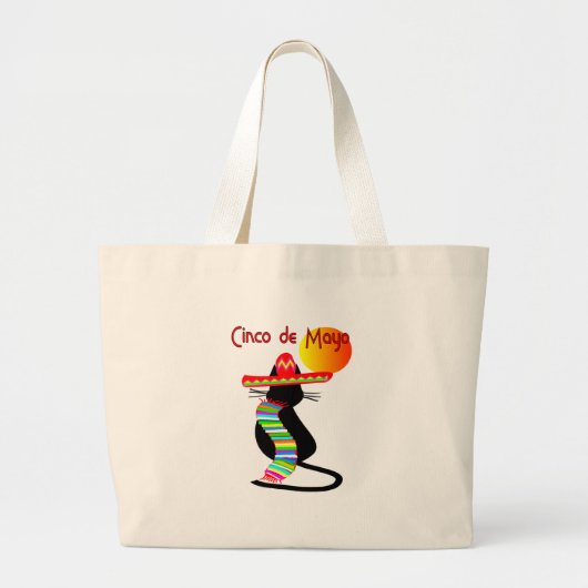 Cinco de mayo CAT-ontwerp—Schattig Grote Tote Bag (Voorkant)