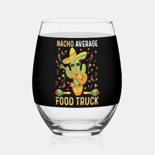 Cinco De Mayo Chef Nacho Gemiddeld Voedseltruck Wijnglas Zonder Voet
