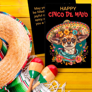 Cinco de Mayo Chihuahua Dragen Sombrero & Serape Feestdagenkaart