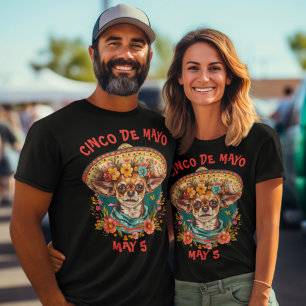 Cinco de Mayo Chihuahua Dragen Sombrero & Serape T-shirt