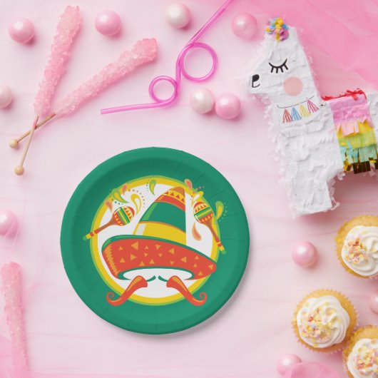 Cinco de Mayo Chili Peppers en Sombrero Papieren Bordje (Feest)