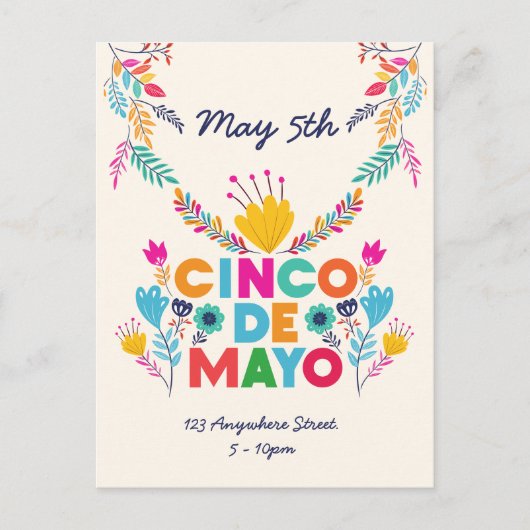 Cinco de Mayo Colorful Invitation Briefkaart (Voorkant)