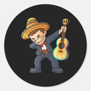 Cinco de Mayo Dabbing Mariachi Mexican Boys Kinder Ronde Sticker
