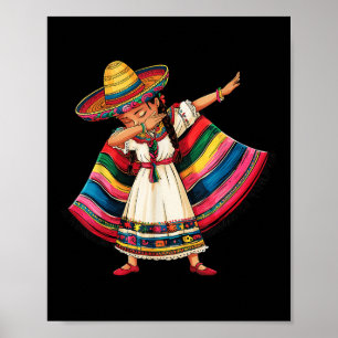 Cinco de Mayo Dabbing Mexicaanse meisjes Sombrero Poster