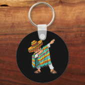 Cinco de Mayo Dabbing Poncho Sombrero Fun Mexicaan Sleutelhanger (Achterkant)