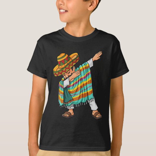Cinco de Mayo Dabbing Poncho Sombrero Fun Mexicaan T-shirt (Voorkant)