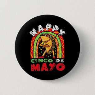 Cinco de Mayo Dabbing Taco Rainbow Mexican Festiva Ronde Button 5,7 Cm