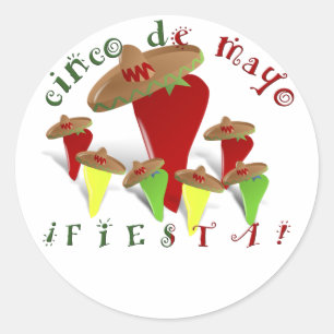 Cinco de Mayo Dancing Peppers Ronde Sticker