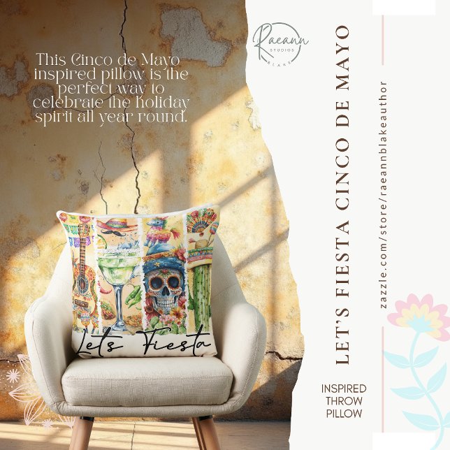 Cinco de Mayo Faisons la Fête Coussin Carré Jetabl (Créateur téléchargé)