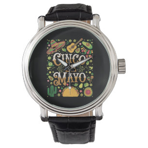Cinco De Mayo Feest Cute Feest Elementen Horloge