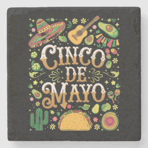 Cinco De Mayo Feest Cute Feest Elementen Stenen Onderzetter
