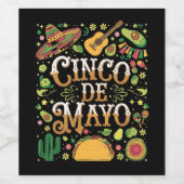 Cinco De Mayo Feest Cute Feest Elementen Wijn Etiket (Enkel label)