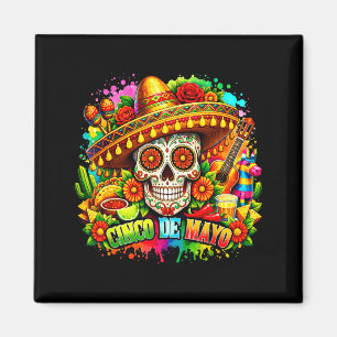 Cinco de mayo feesthoeden Mexicaanse suikerschedel Magneet
