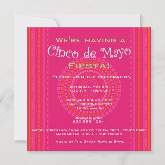 Cinco de Mayo/Fiesta Invitation Kaart (Voorkant)