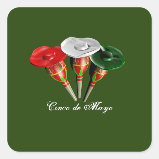 Cinco de mayo, fiesta mexican vierkante sticker (Voorkant)