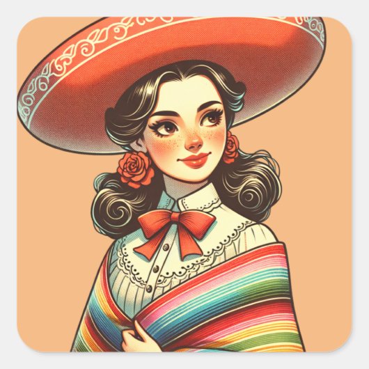 Cinco de Mayo Fiesta Party Favoriet Feest Vierkante Sticker (Voorkant)