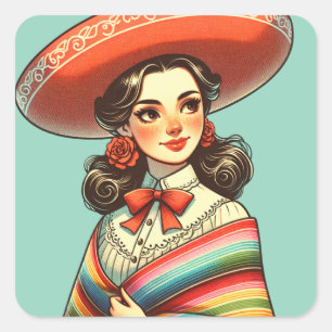 Cinco de Mayo Fiesta Party Favoriet Feest Vierkante Sticker