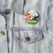 cinco de mayo flamingo ronde button 5,7 cm (In situ)