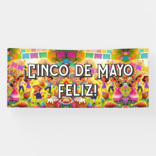 ¡Cinco de Mayo Fleliz! Spandoek (Horizontaal)