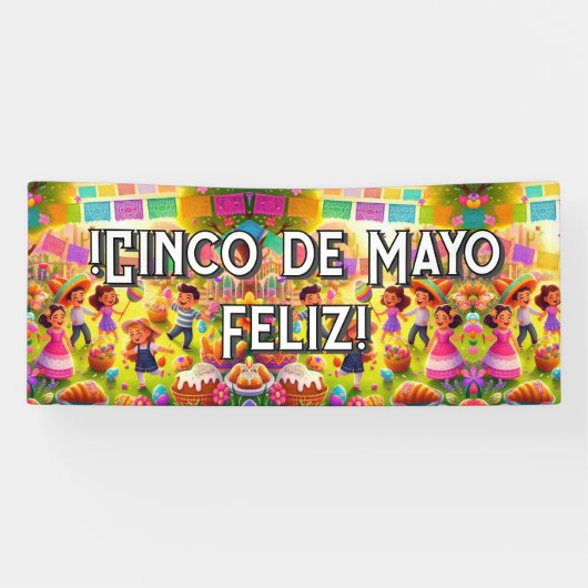 ¡Cinco de Mayo Fleliz! Spandoek (Horizontaal)