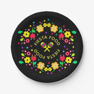 Cinco de Mayo Floral Folk Art en Maracas Papieren Bordje