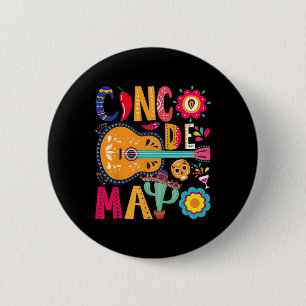 Cinco De Mayo Gitarparty Mexicaans Feest Gelukkig  Ronde Button 5,7 Cm
