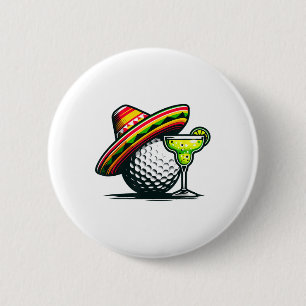 Cinco de Mayo Golf Ball with Sombrero and margarit Ronde Button 5,7 Cm