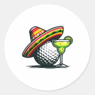 Cinco de Mayo Golf Ball with Sombrero and margarit Ronde Sticker