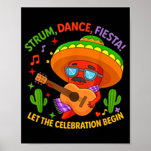 Cinco de mayo grappige chilipeper sombrero tokkel poster