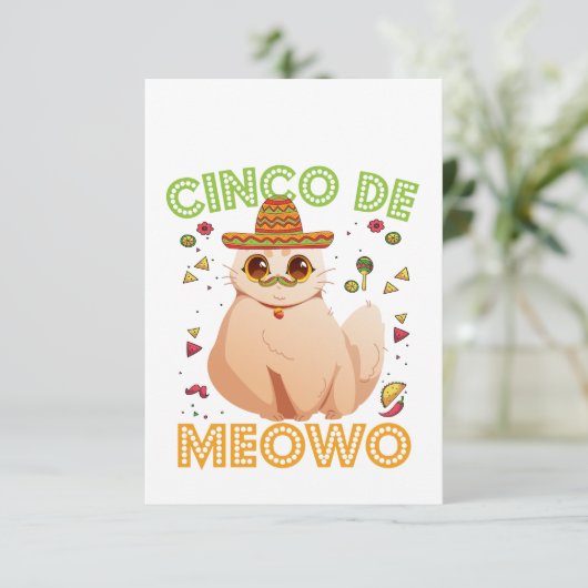 Cinco De Mayo Grappige Mexicaanse Kat Cindo De May Bedankkaart (Staand voorkant)