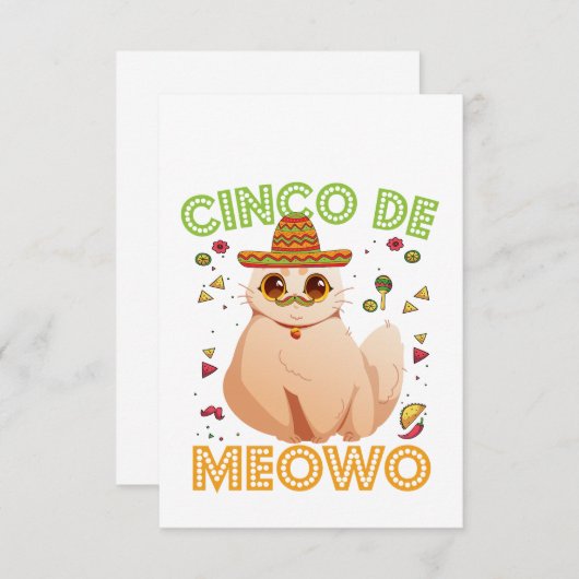 Cinco De Mayo Grappige Mexicaanse Kat Cindo De May Bedankkaart (Voorkant / Achterkant)