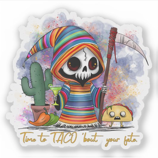 Cinco de Mayo Grim Reaper Sticker (Voorkant)