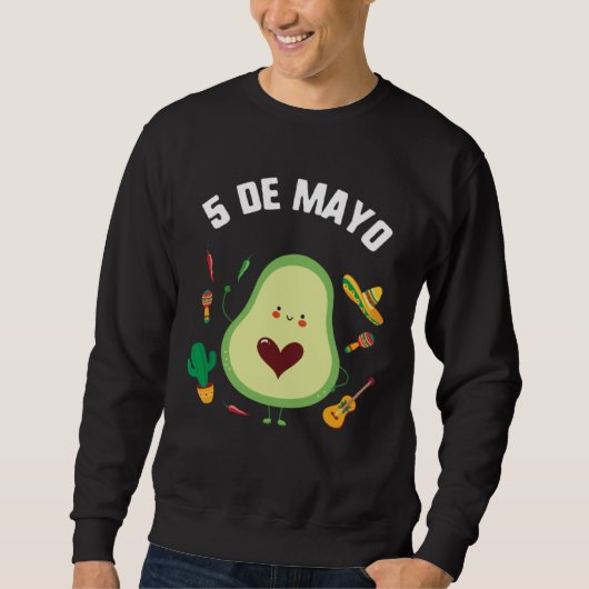 Cinco De Mayo Guacamole Avocado Fiesta Mexican Som Trui (Voorkant)