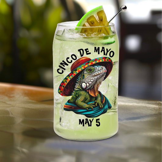 Cinco de Mayo Iguana Dragen Sombrero & Serape Blikvorm Glas