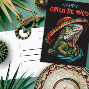 Cinco de Mayo Iguana Dragen Sombrero & Serape Briefkaart
