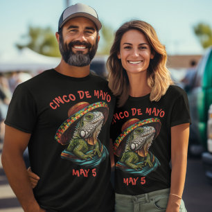 Cinco de Mayo Iguana Dragen Sombrero & Serape T-shirt