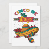 Cinco De Mayo Illustratie, 1/2 Kaart (Voorkant / Achterkant)