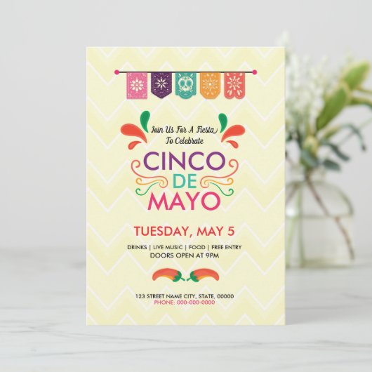 Cinco De Mayo Invitation flyer Kaart (Staand voorkant)