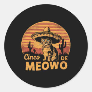 Cinco De Mayo Kat Mannen Vrouwen Cinco De Meowo Ronde Sticker
