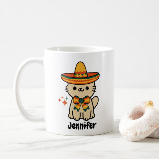 Cinco De Mayo Kat met Sombrero Persoonlijke naam Koffiemok
