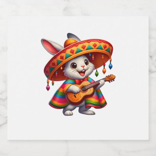 Cinco de Mayo Konijn met Mexicaanse Sombrero Manne Sparkling Wijnetiket (Enkel label)