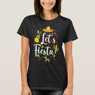 Cinco De Mayo Laten we Feest Sombrero Gitaar Cactu T-shirt