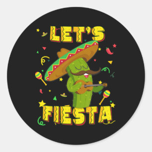Cinco De Mayo Laten we feest vieren Cactus Sombrer Ronde Sticker