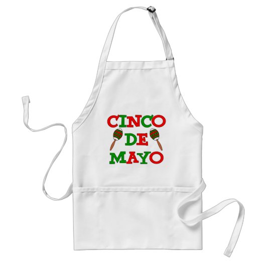 Cinco De Mayo Maracas Red Green Lettering Standaard Schort (Voorkant)